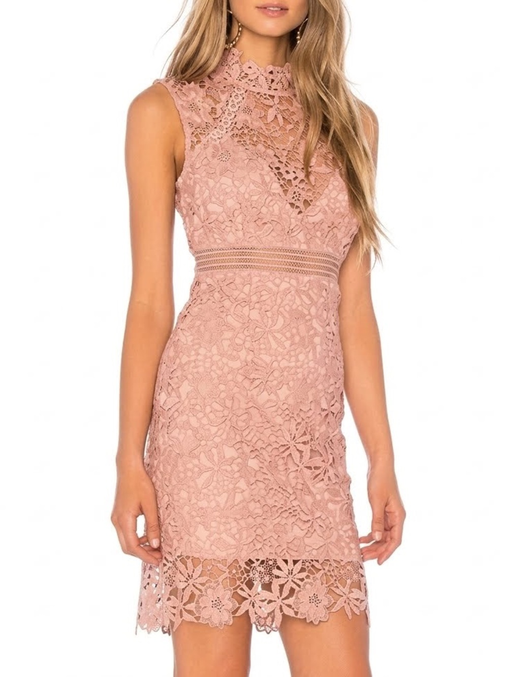 Bardot Paris Lace High Neck Dress Pink Size 4 NWT Cocktail Wedding Guess